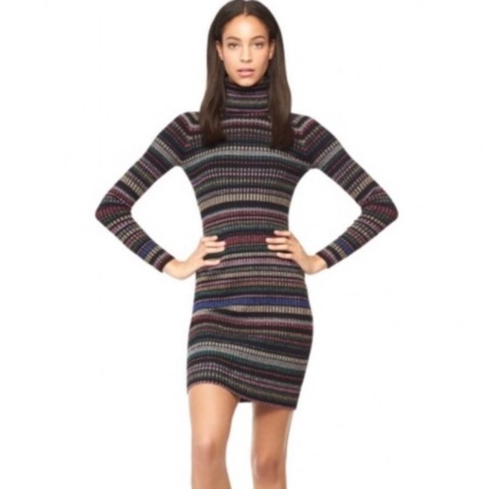 Milly Metallic Striped Ribbed-knit Mini Dress
